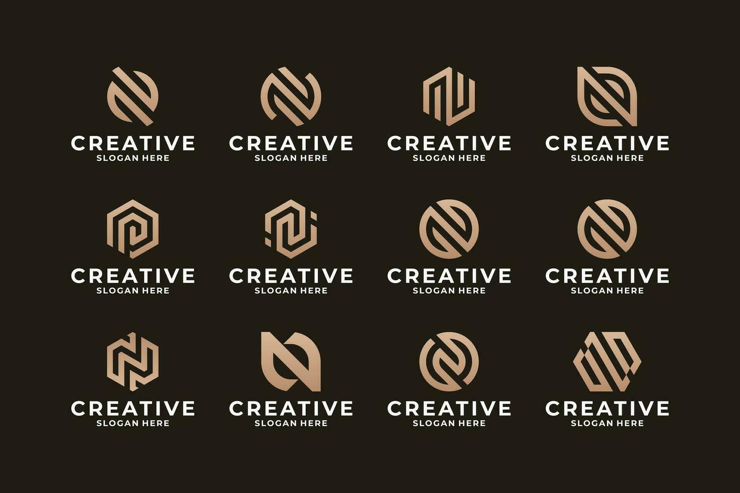 Collection of  Abstract symbol letter N logo design, Initial N with monogram concept. vector