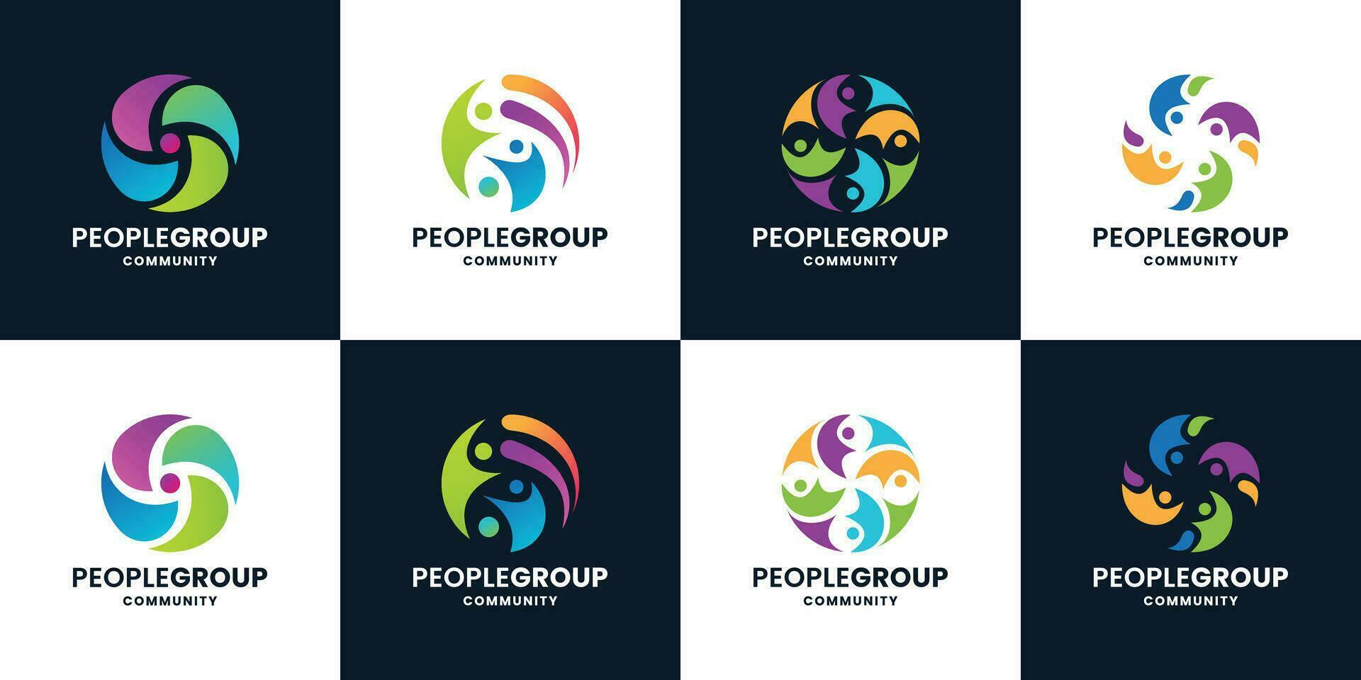 set of family group logo collection vector