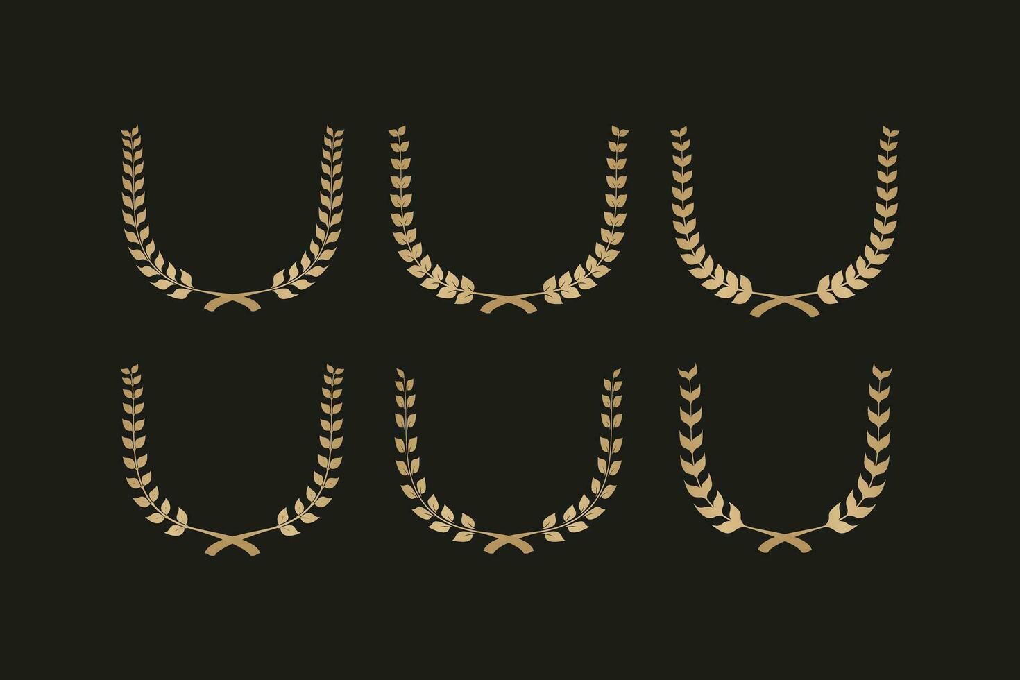 Set of golden laurel wreath. Best nominee award, champion award. vector