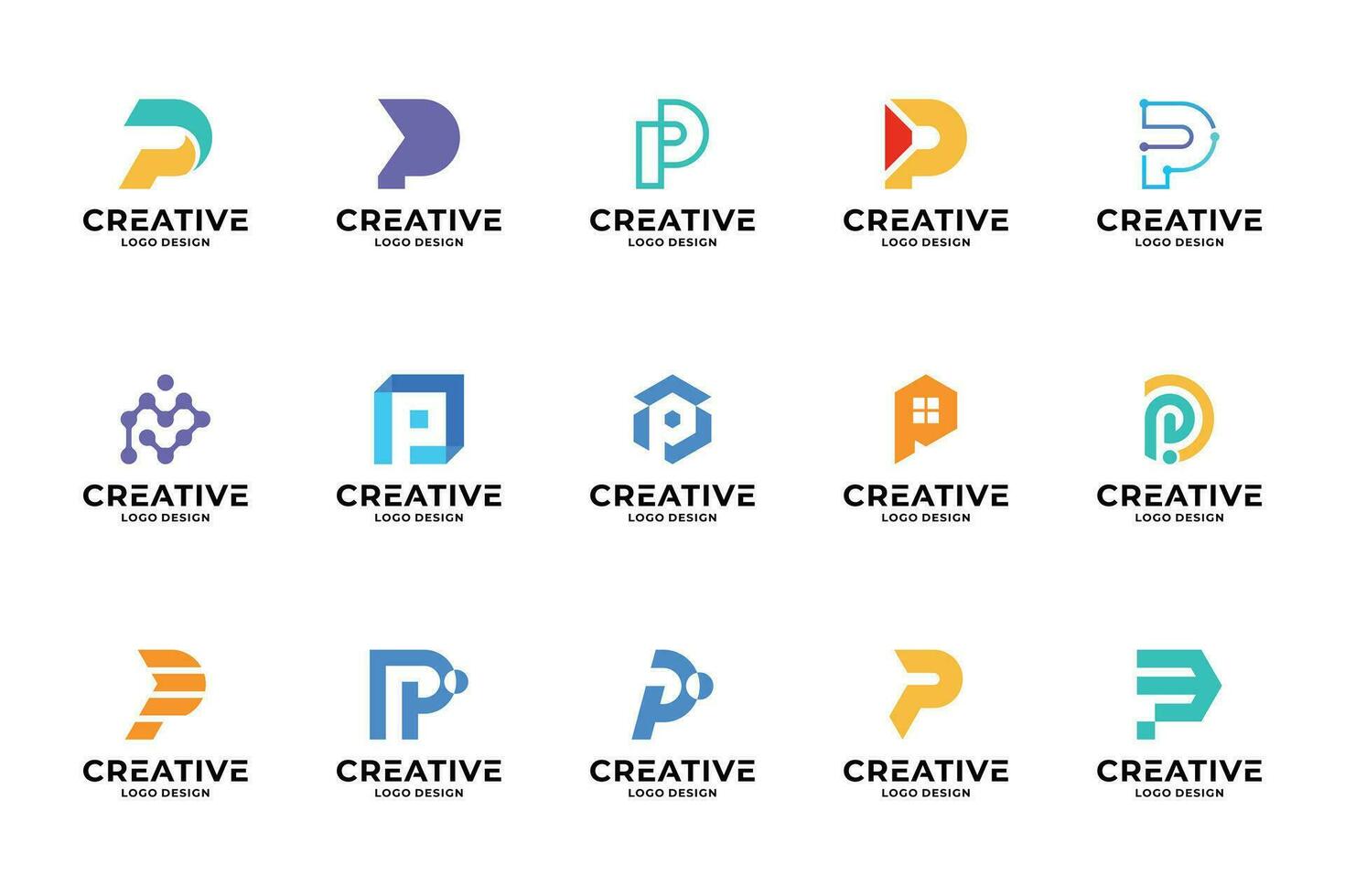 Set of initial letter P logo design inspiration. Creative letter P logotype collections. vector