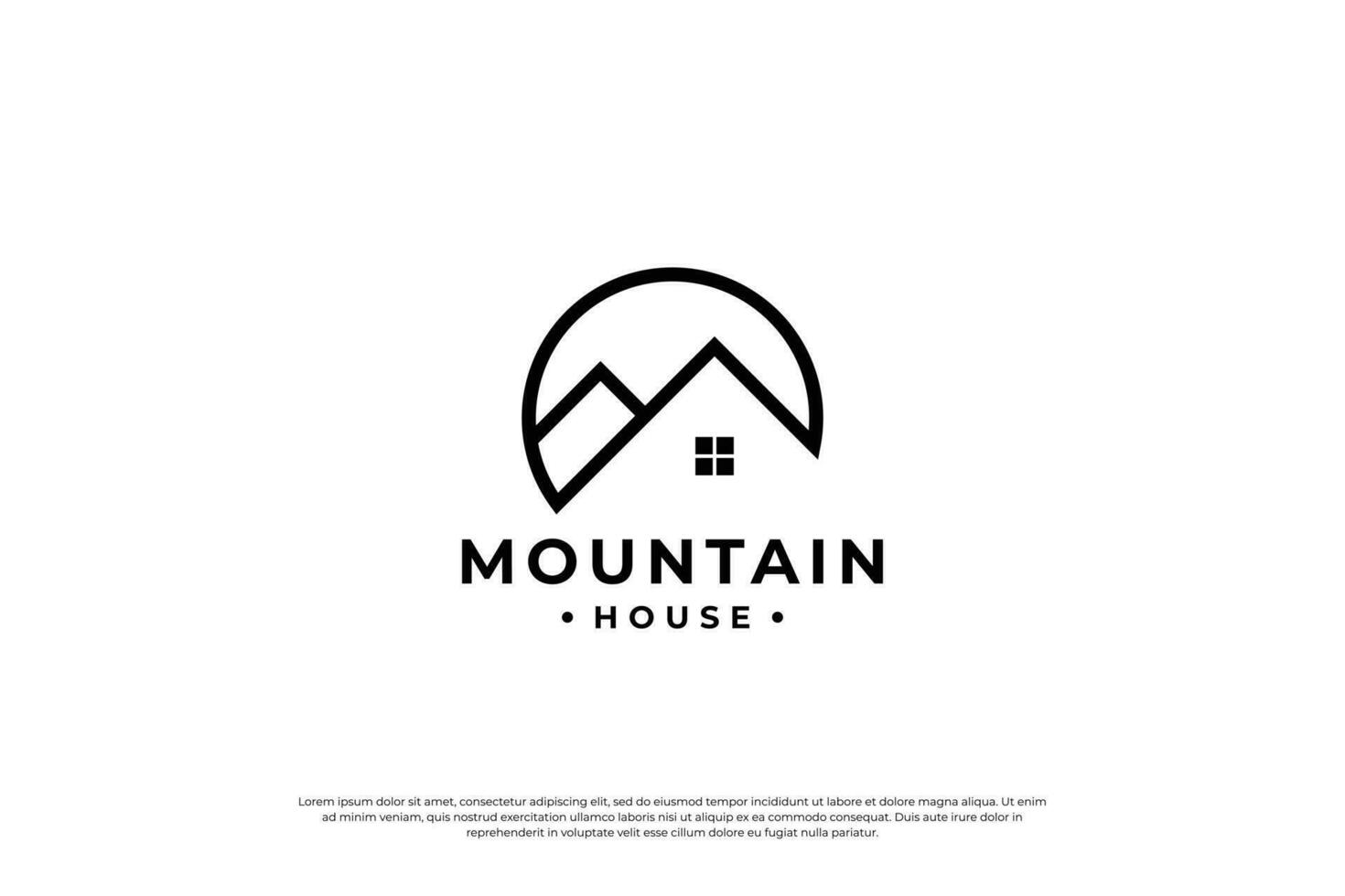 montaña casa combinación logo diseño con línea Arte estilo. vector