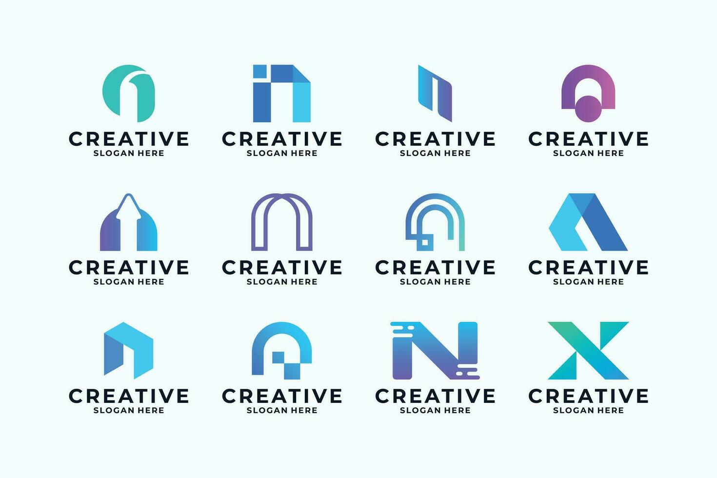 Abstract symbol letter N logo design collection. vector