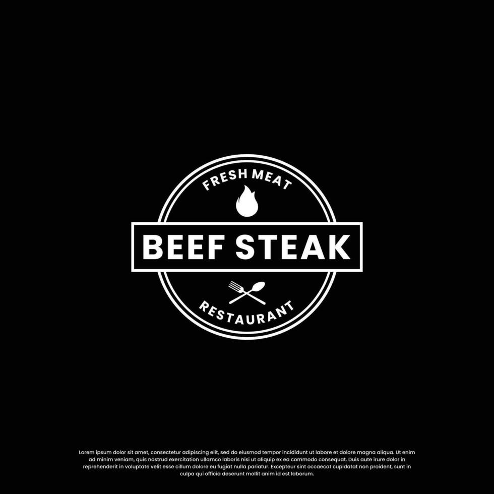 steak house, beef steak logo design vintage for restaurant business vector