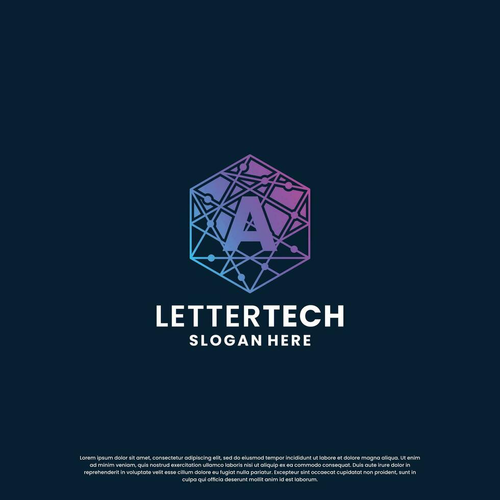 business letter A logo design for technology, lab, science, computing company vector