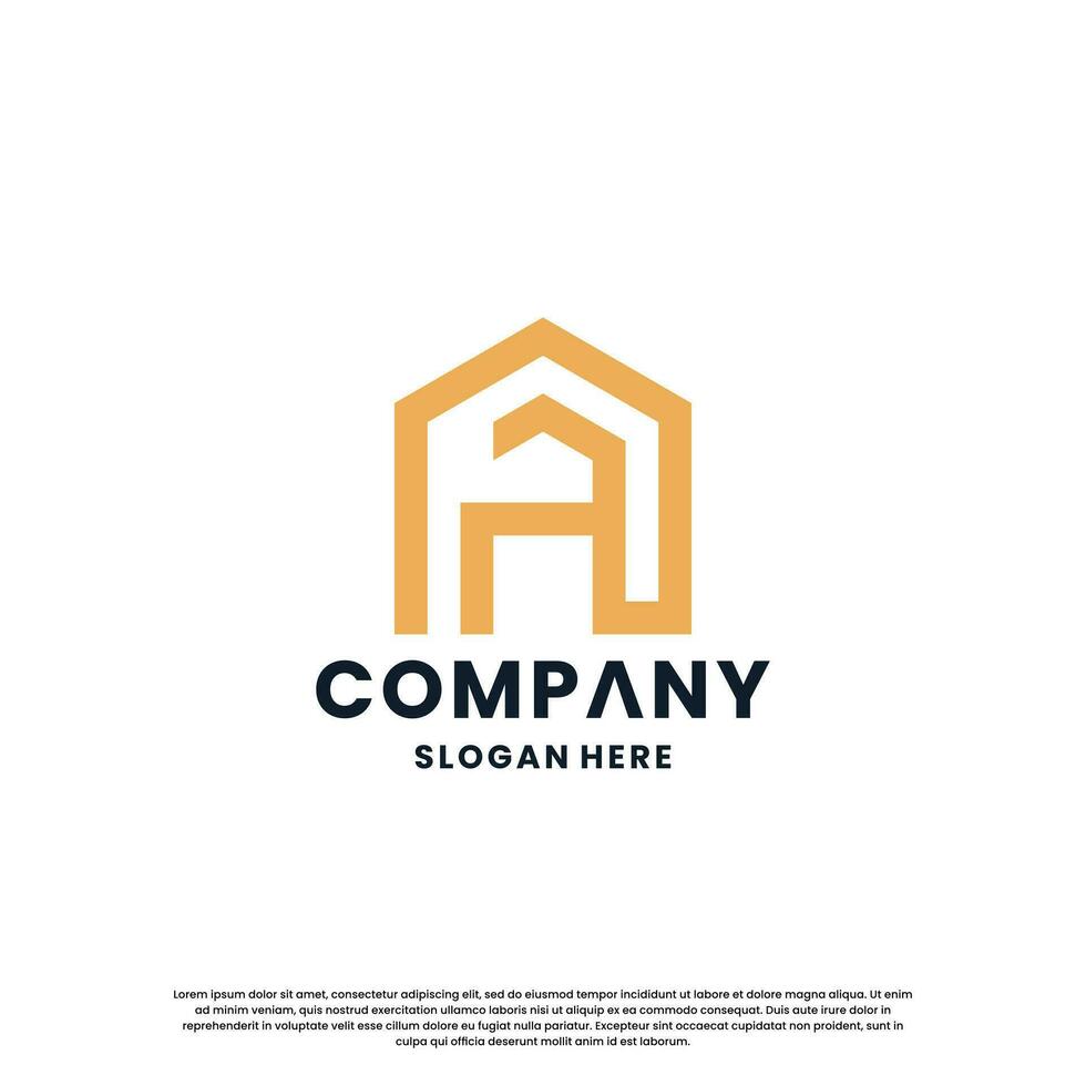 creative house combine with letter A logo design monogram vector