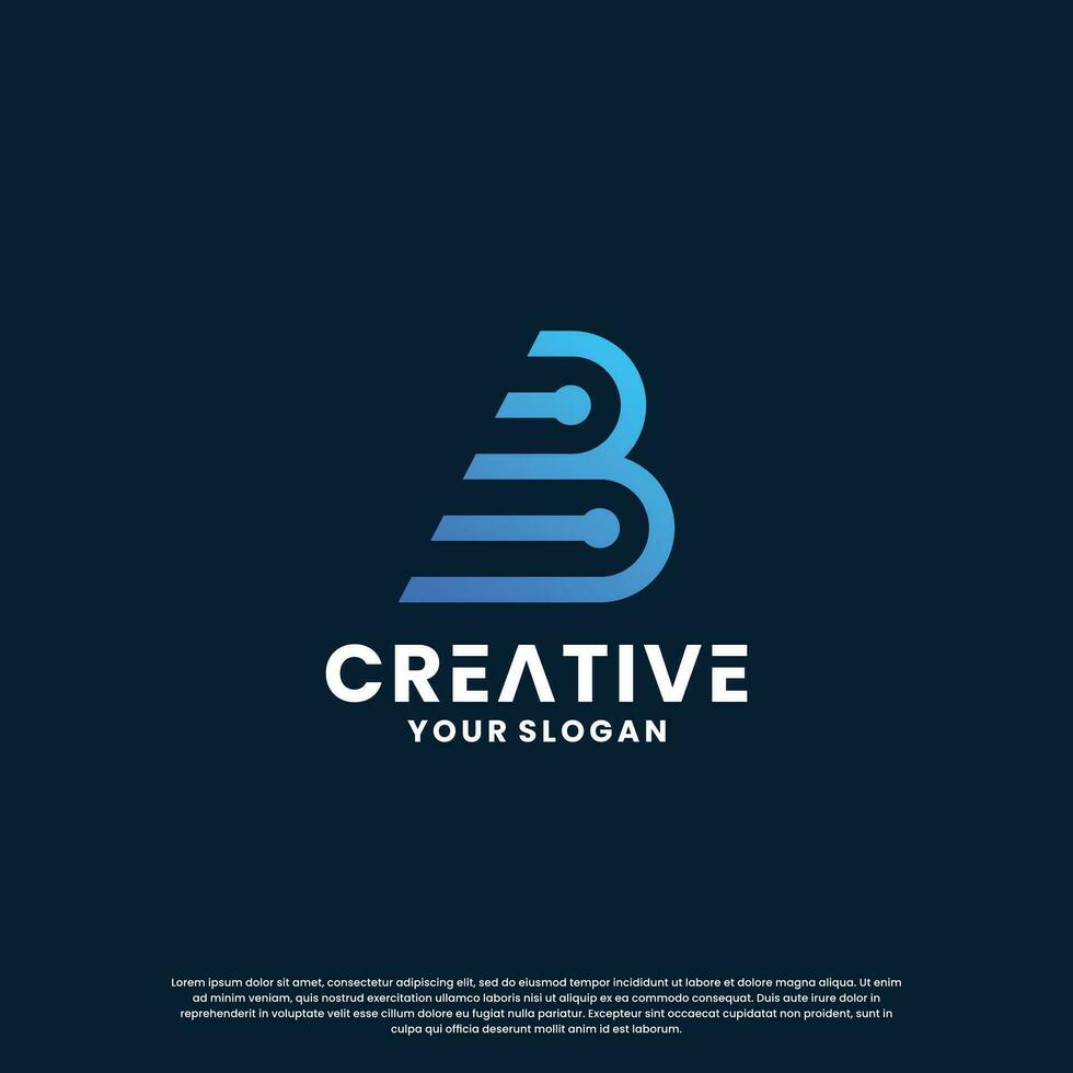 business letter B logo design for technology, lab, science, computing company vector
