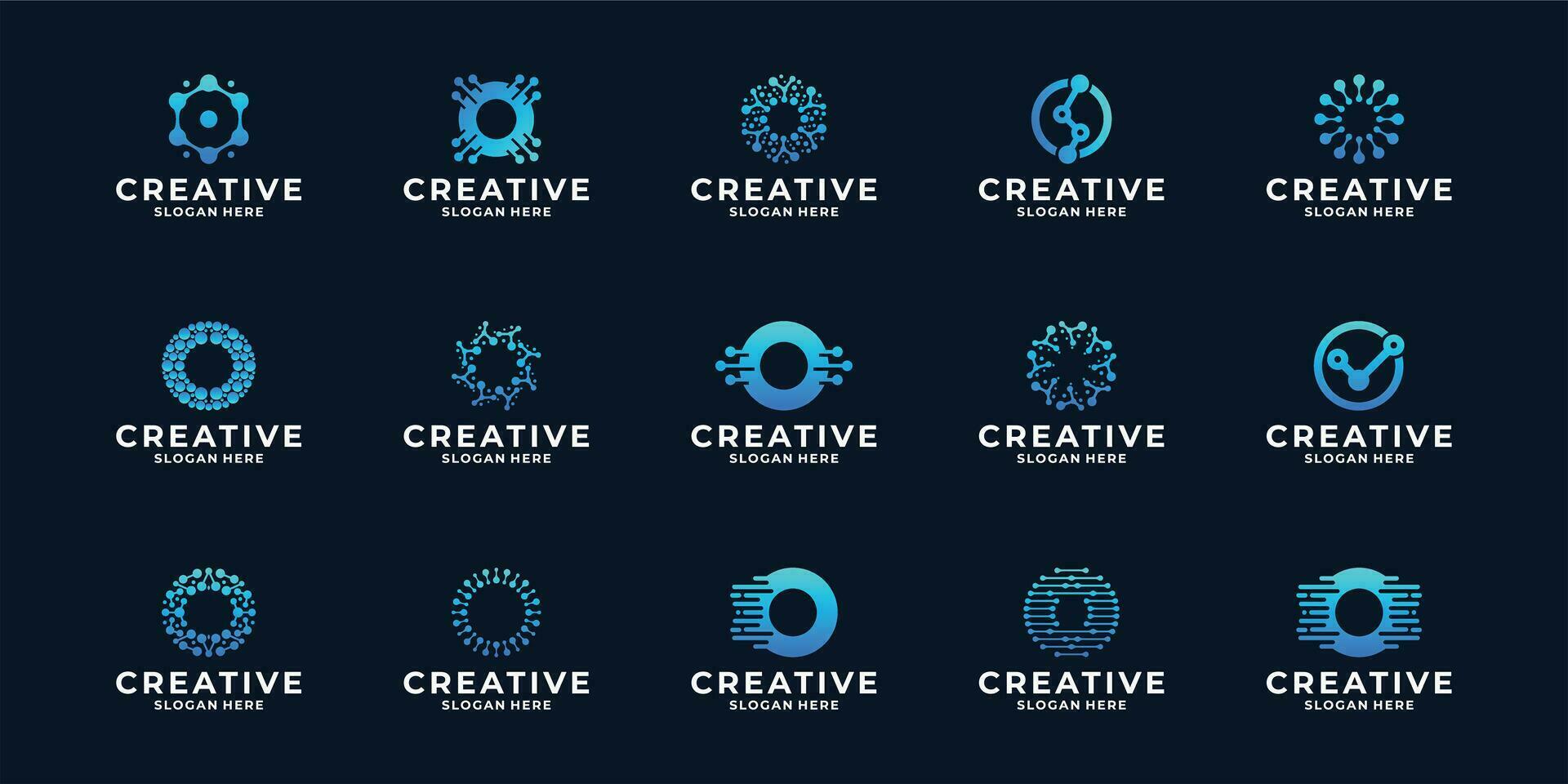 Set of letter N logo design dot connection, modern technology logo template. vector