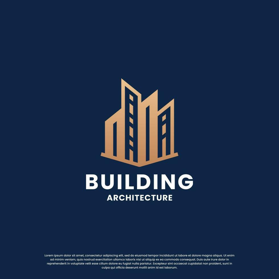 minimalista edificio logo diseño combinar casa con rascacielos vector