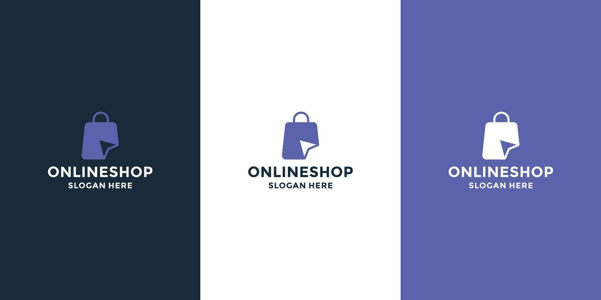 en línea tienda logo diseño combinación flecha con bolso tienda. vector