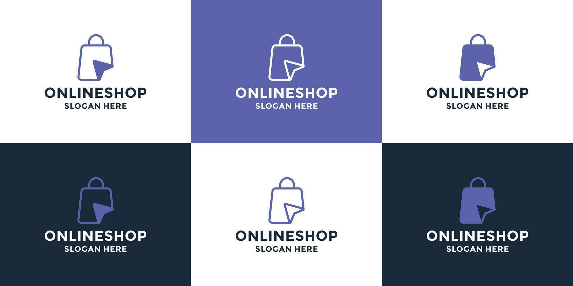 set of online shop, market logo design collection vector