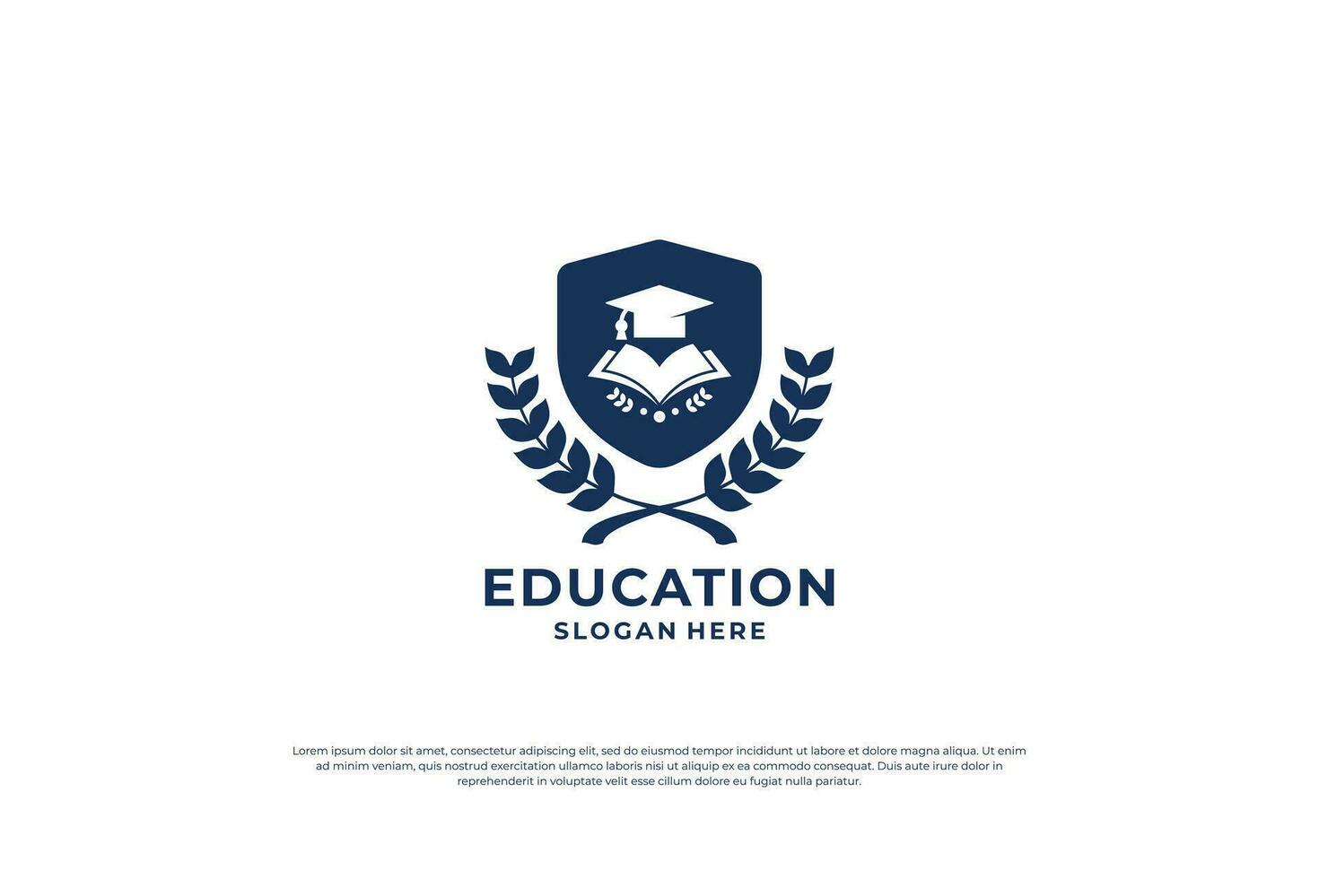 educación logo diseño. Universidad emblema modelo. vector