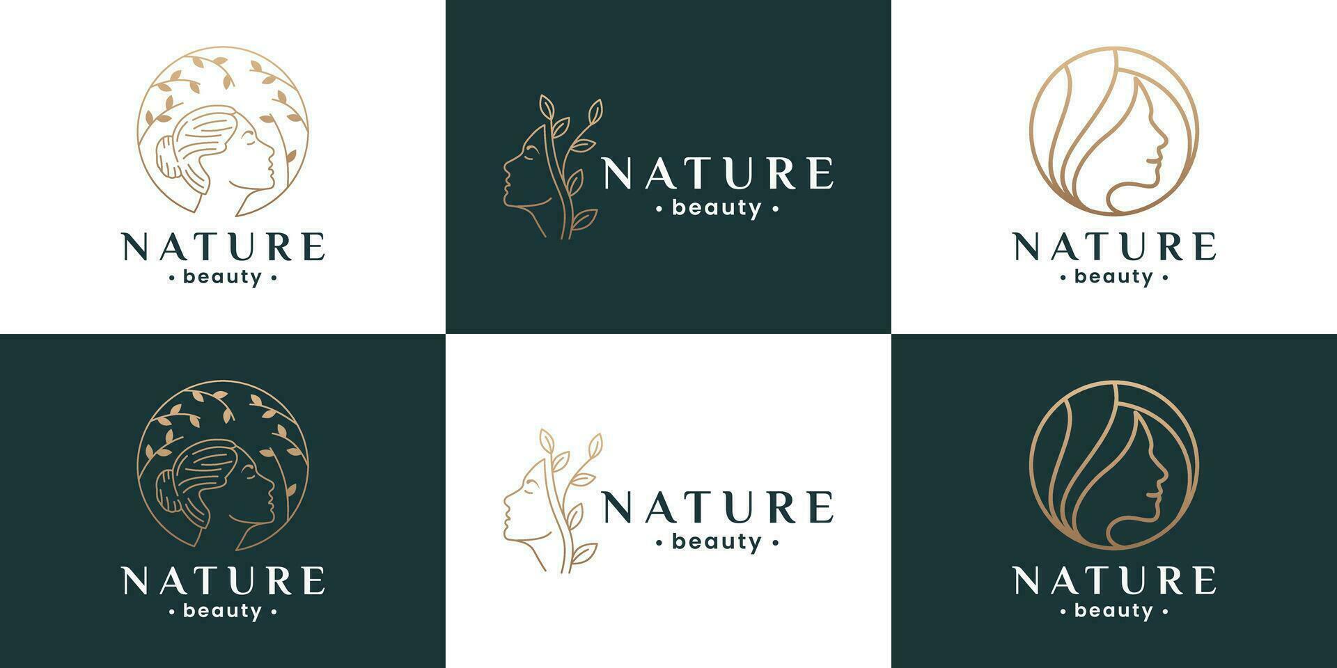 Woman logo with natural beauty concept. Spa, salon business logo collection. vector