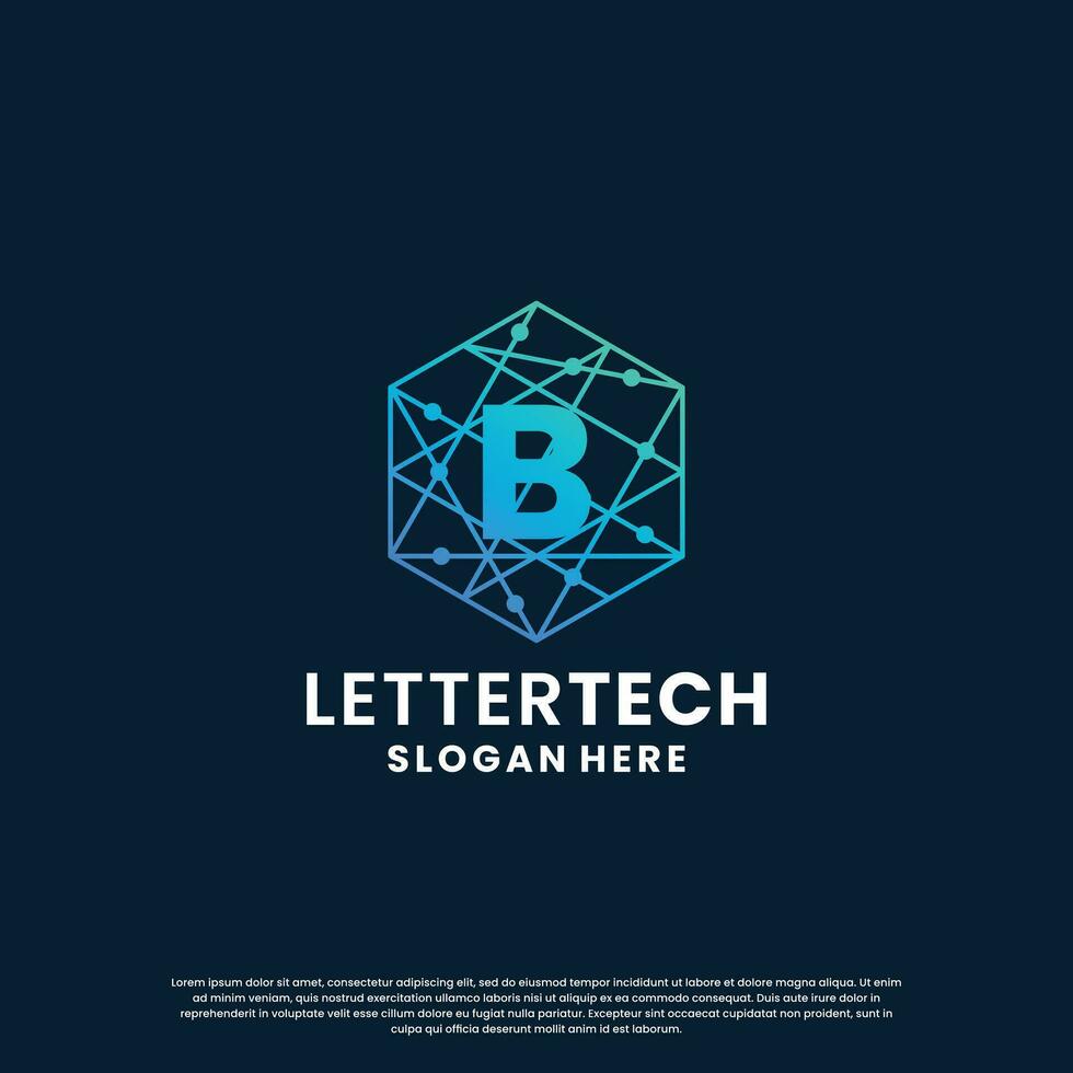 letter B logo design for technology, science and lab business company identity vector