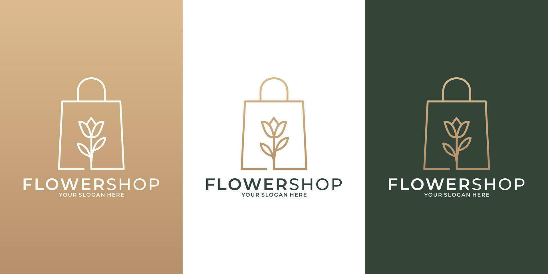 flower shop with golden color logo design template for your business vector