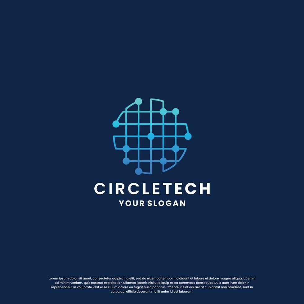 world technology logo design. abstract logo for technology. circle and circuit connection concept vector