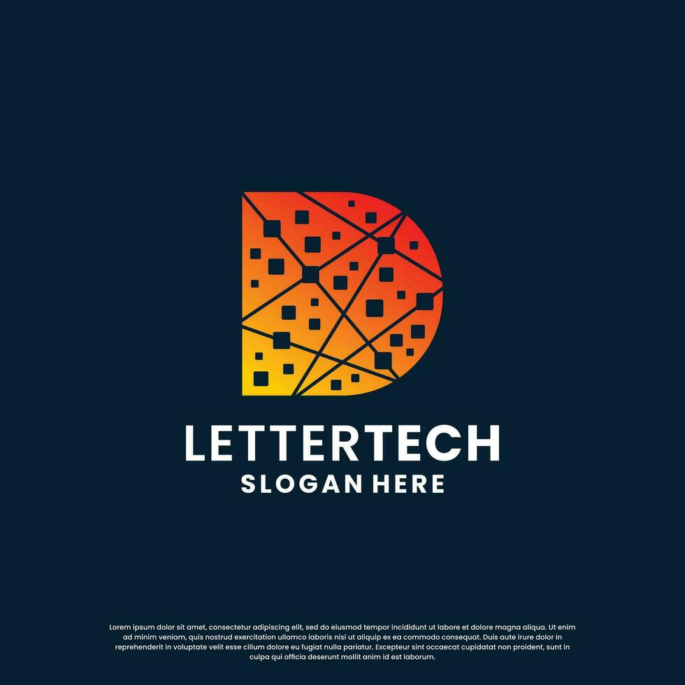 letter D logo design for technology, science and lab business company identity vector