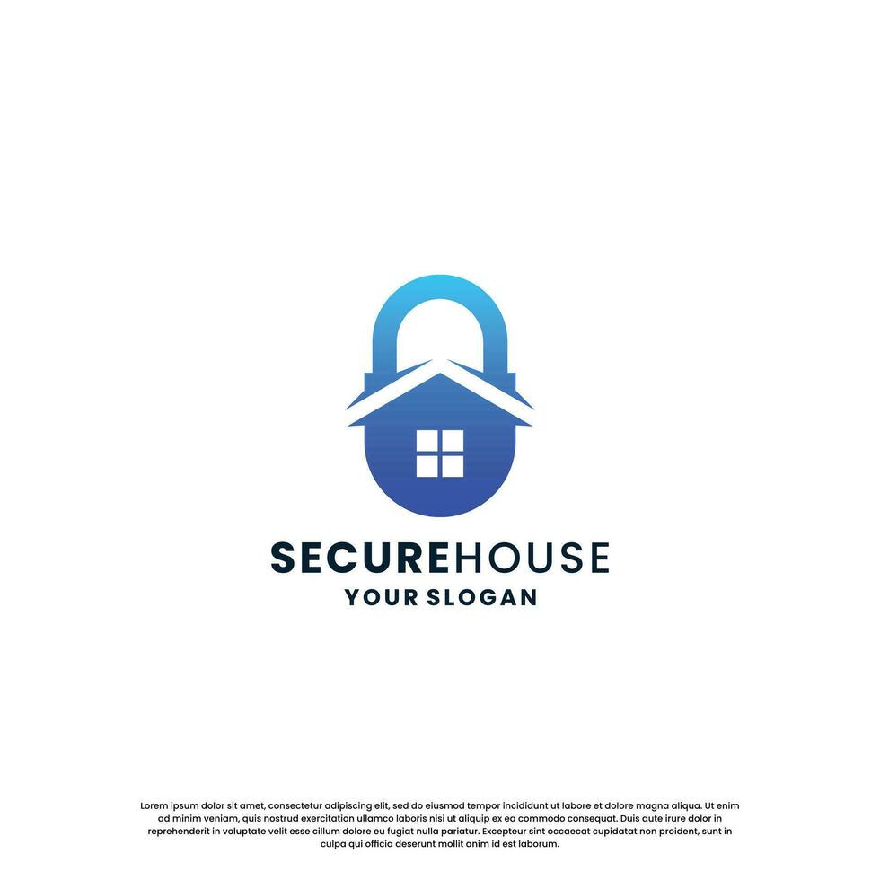 creative security house logo design. house with padlock combination. minimalist modern concept. vector