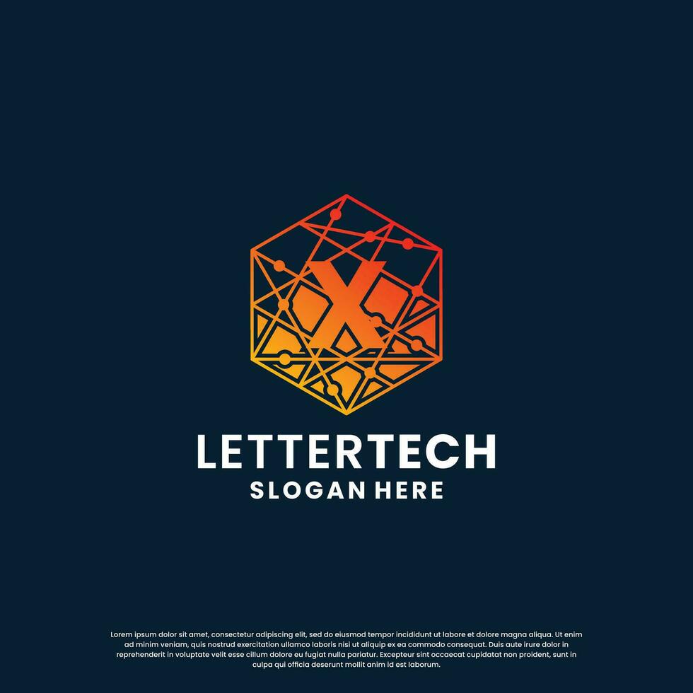 modern letter X logo design with gradient color for technology and science business company. vector