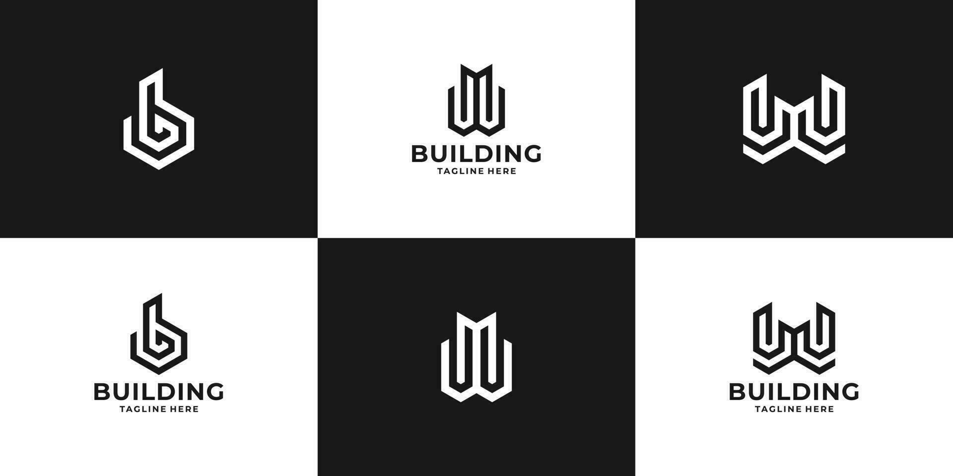 set of construction with initial logo design. vector