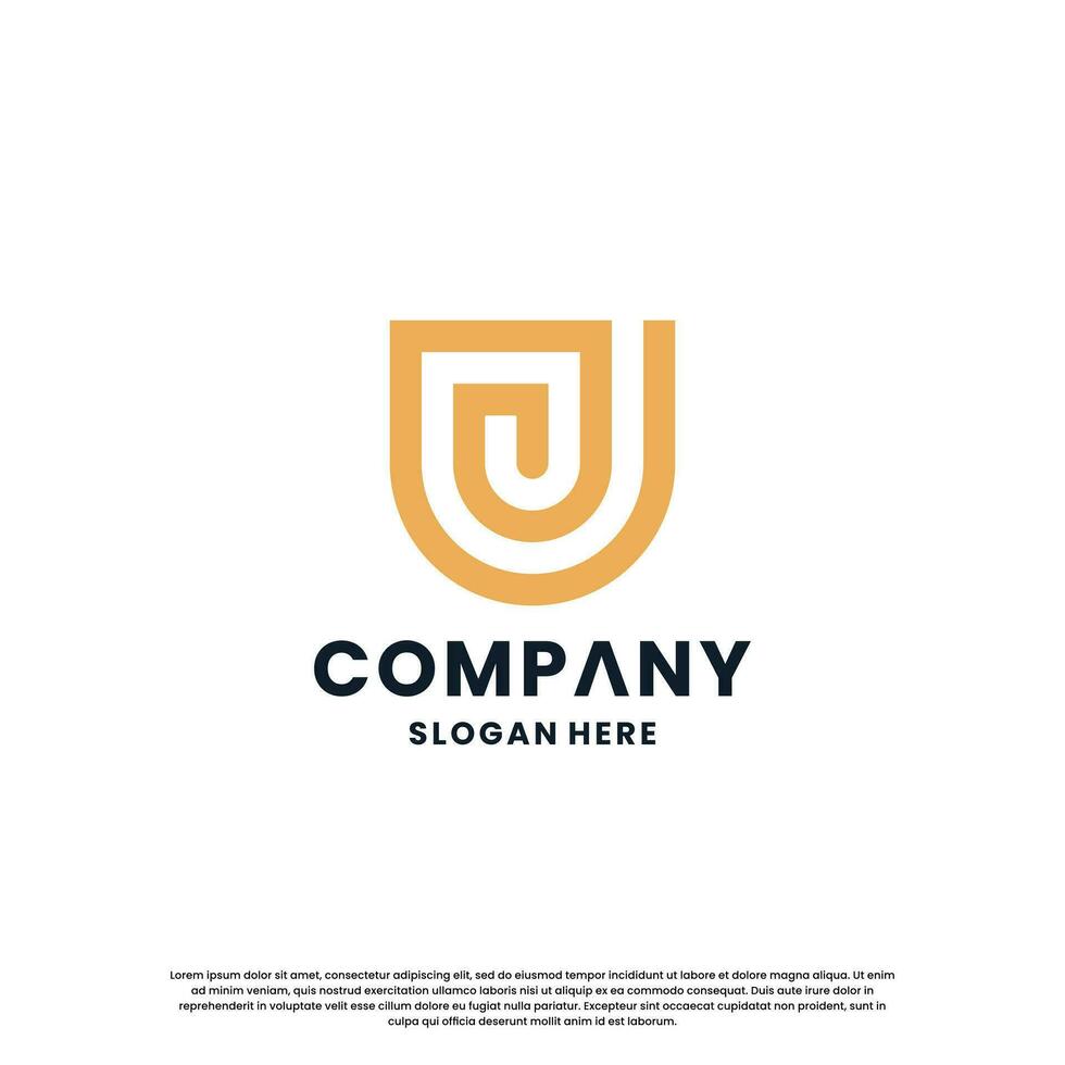 creative letter J monogram logo design combination with shield vector
