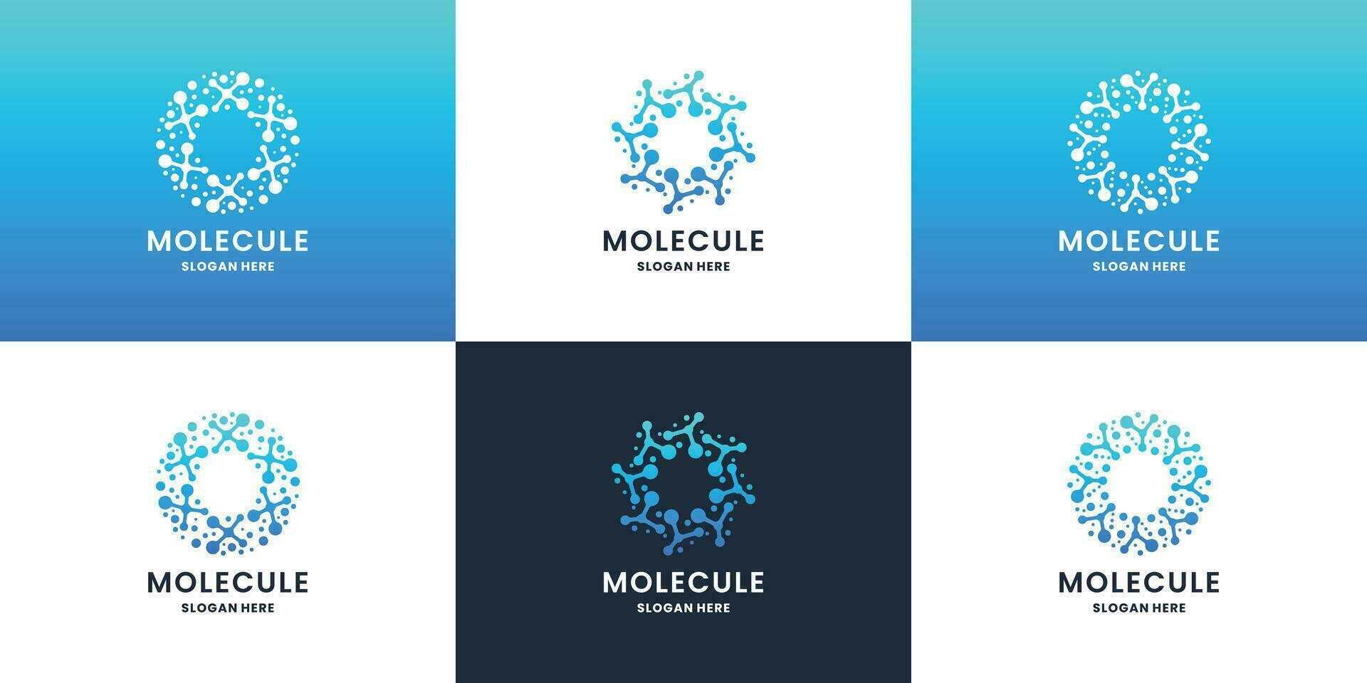 Abstract molecule with circle shape logo design collection vector