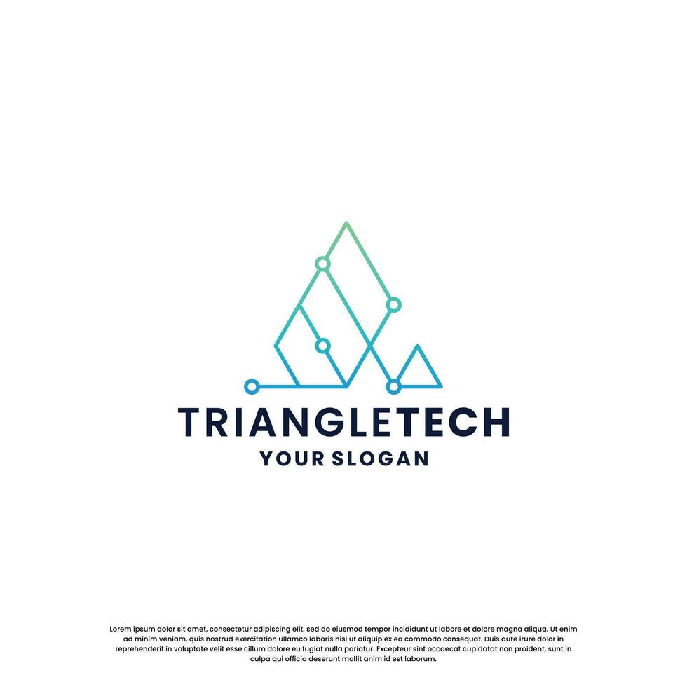 abstract logo for technology. triangle shape and connection circuit concept vector