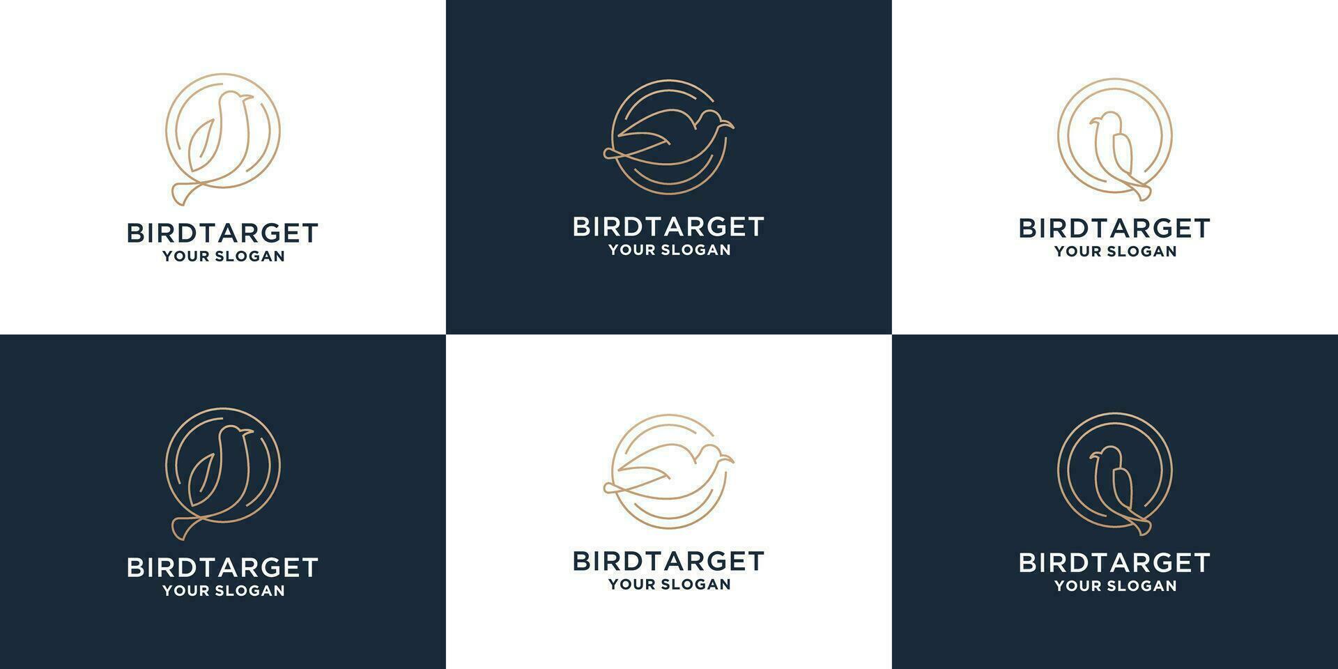 conjunto de minimalista pájaro objetivo, línea Arte logo diseño plantillas vector