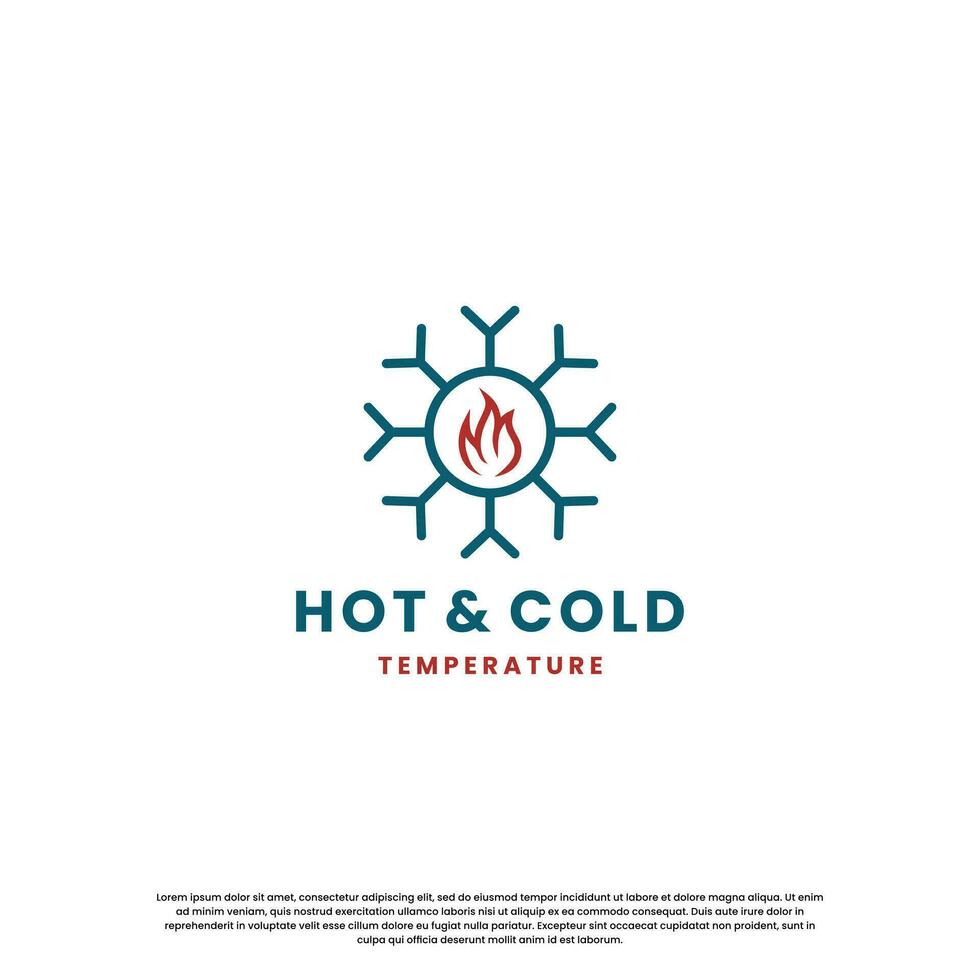 hot and cold logo design for temperature. snow and flame icon combination vector