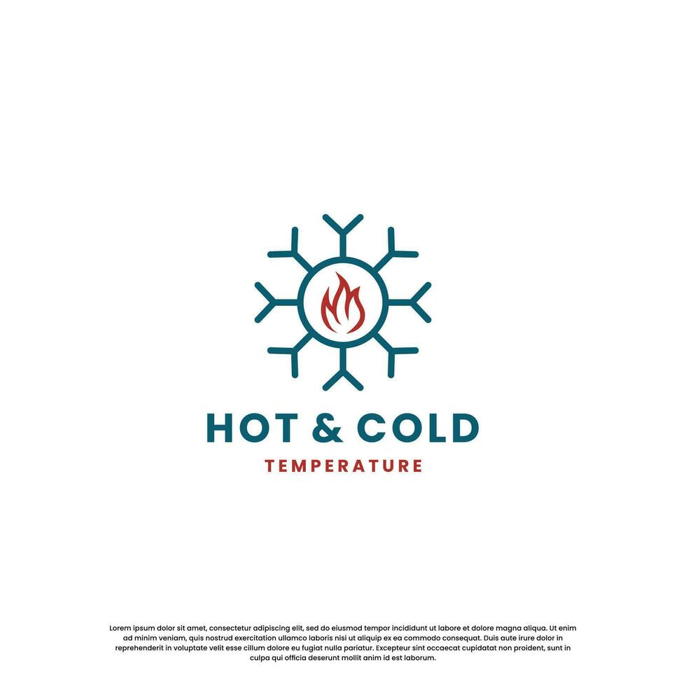 hot and cold logo design for temperature. snow and flame icon combination vector