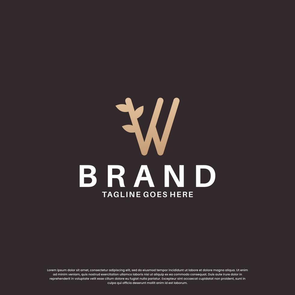 beauty letter W logo design combine with leaf vector