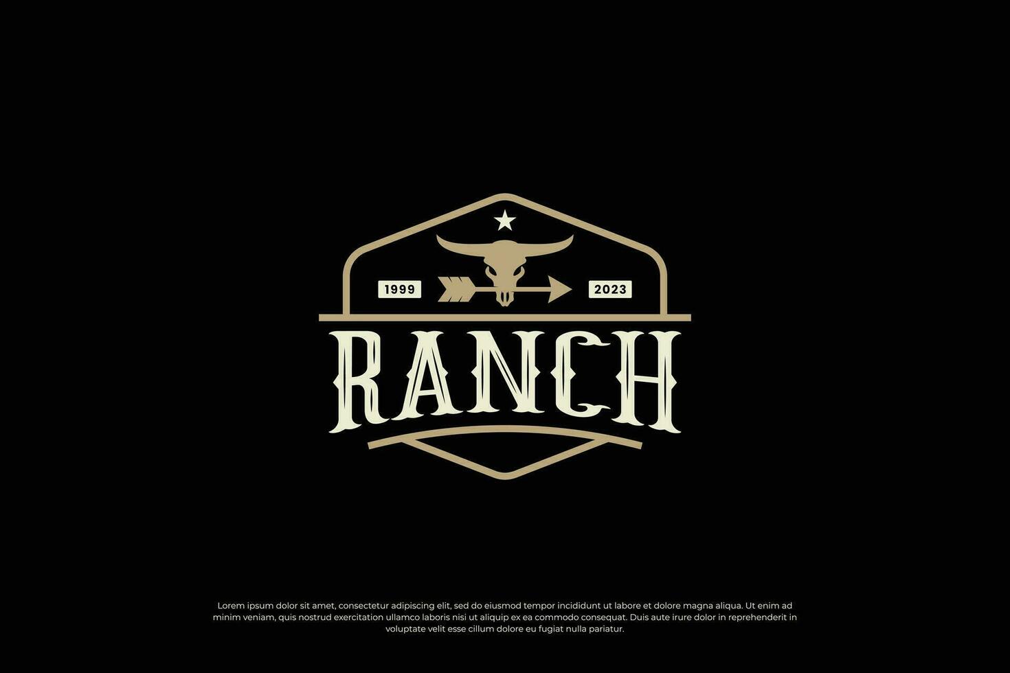 Clásico Longhorn búfalo, vaca, toro logo diseño para tu negocio rancho vector