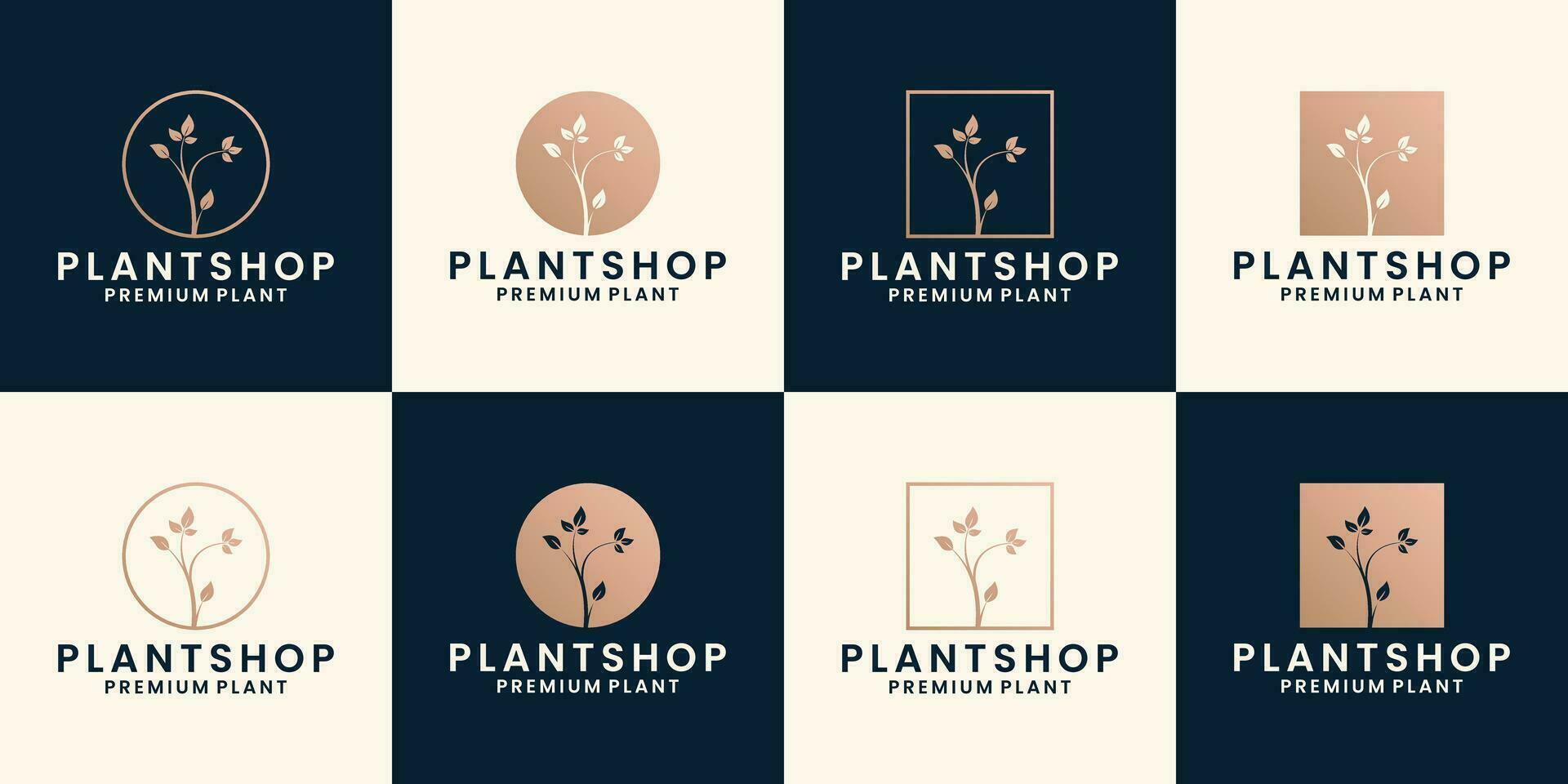 bundle plant shop logo design florist, flower shop vector
