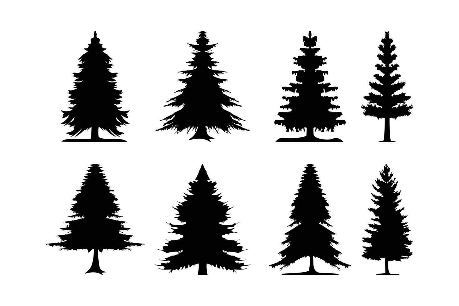 set of pine tree logo vector. fir tree vector icon collection.