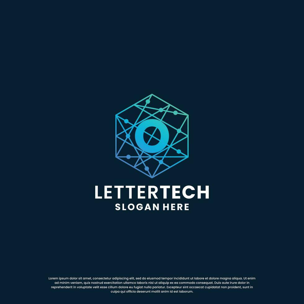 business letter O logo design for technology, lab, science, computing company vector