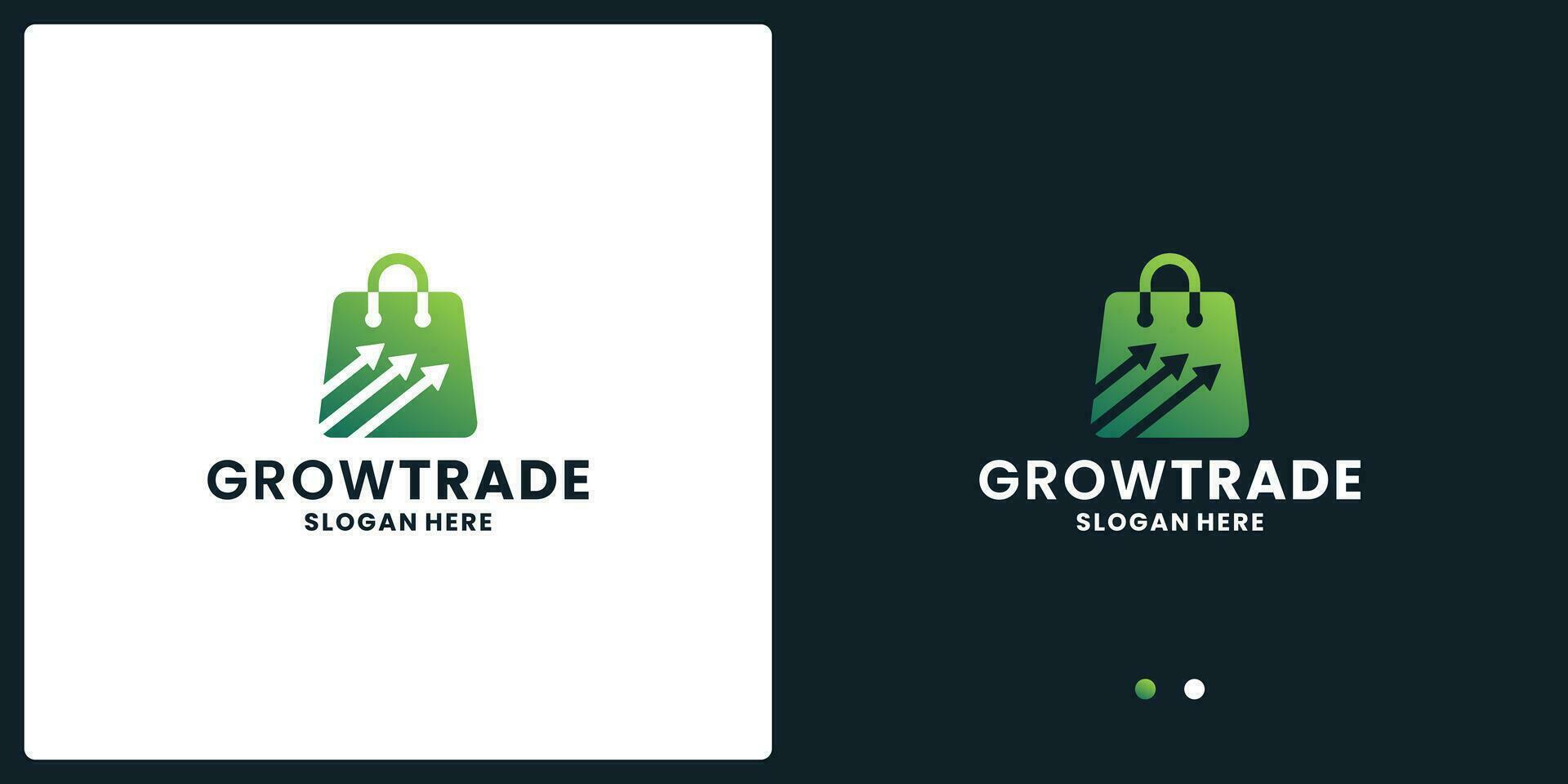 grow trade logo design inspiration for shop growth vector