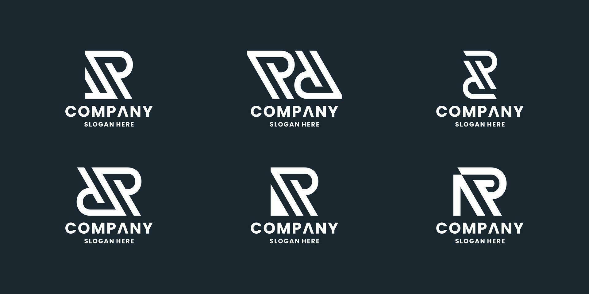 set of letter R, R R, P logo design monogram collection vector
