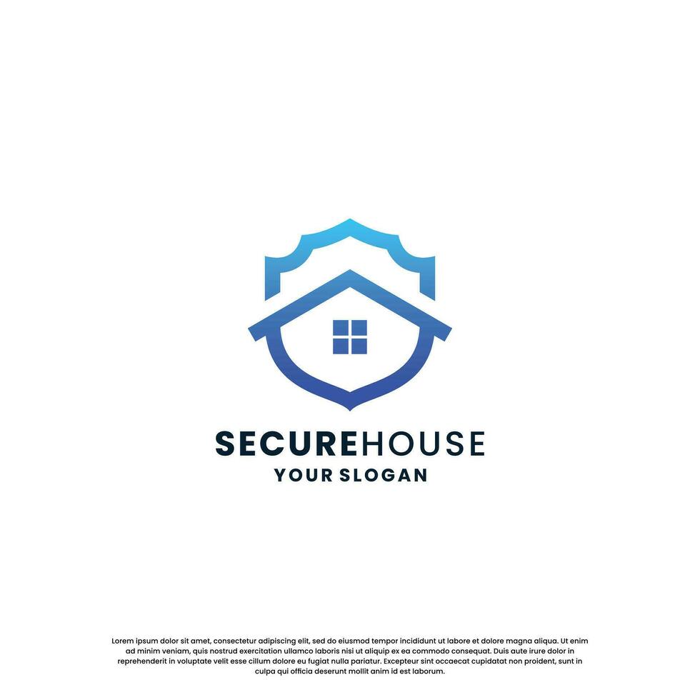 modern home security logo design. house with shield combination with gradient color vector