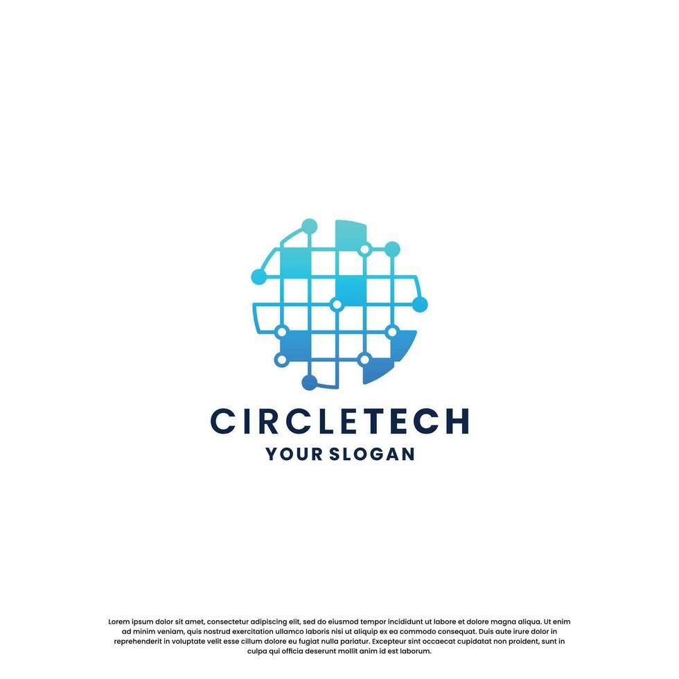 world technology logo design. abstract logo for technology. circle and circuit connection concept vector