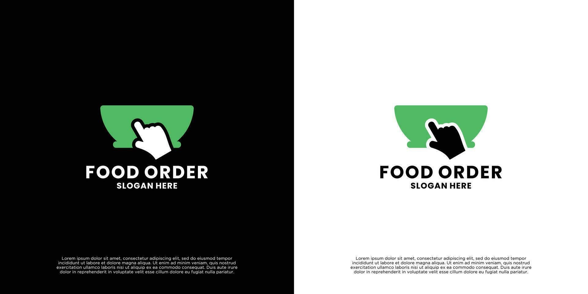 comida orden logo diseño. moderno entrega en línea comida logo modelo vector