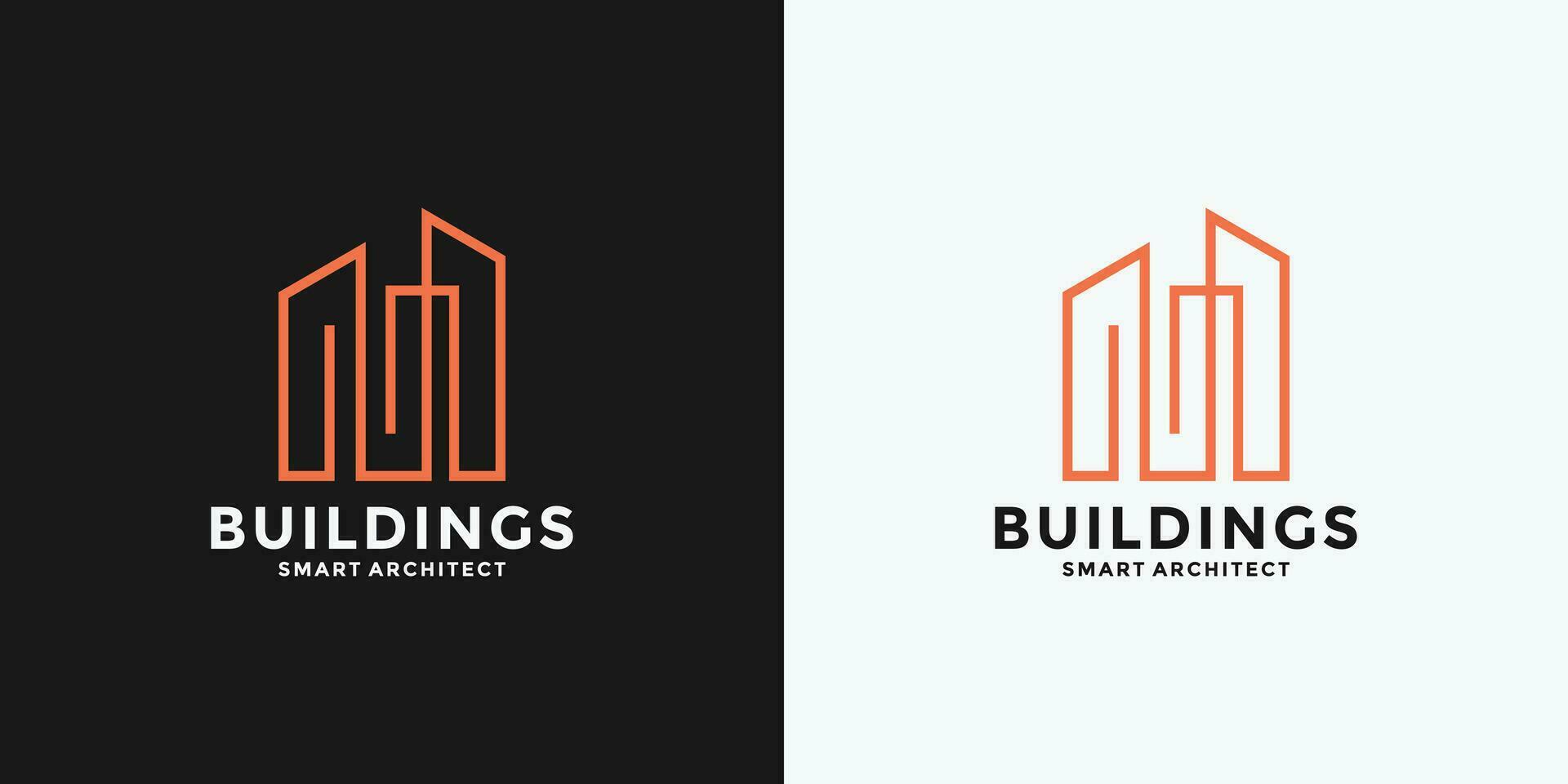 M building logo design vector line