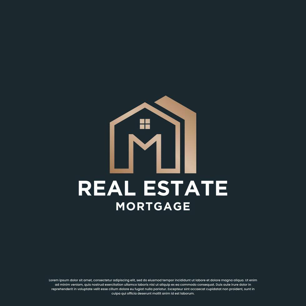 house combine with letter M logo design for your business vector