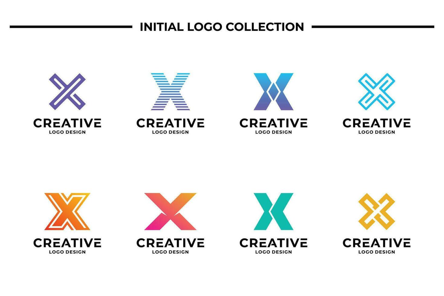 conjunto de creativo letra X logo diseño modelo. negocio logotipo, marca símbolo y icono resumen. vector