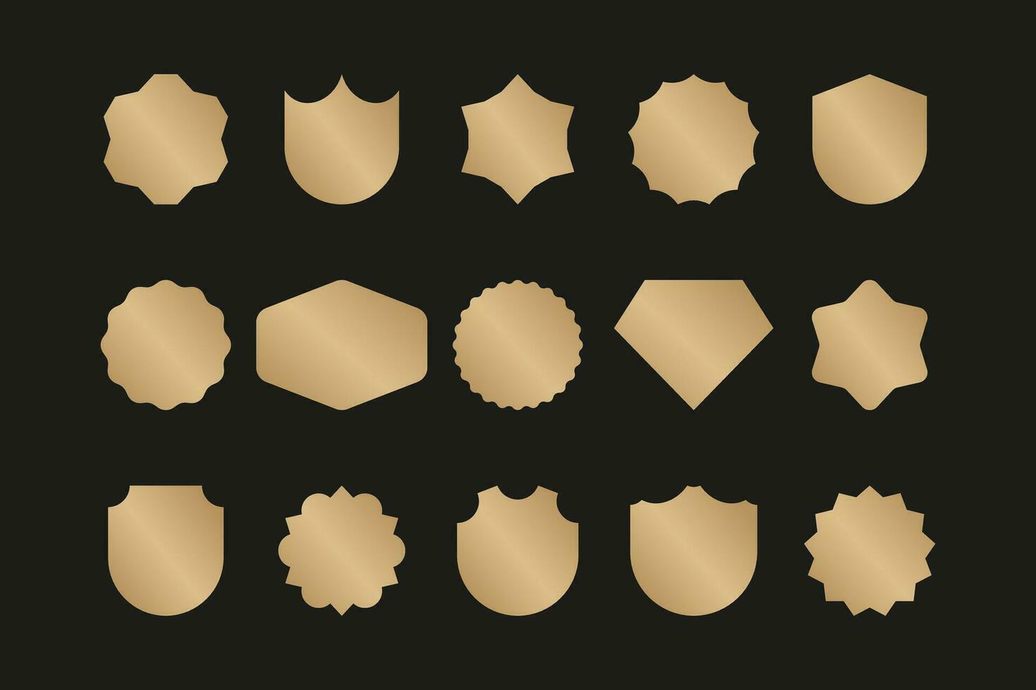 Set of golden shape of badge, label, emblem. vector