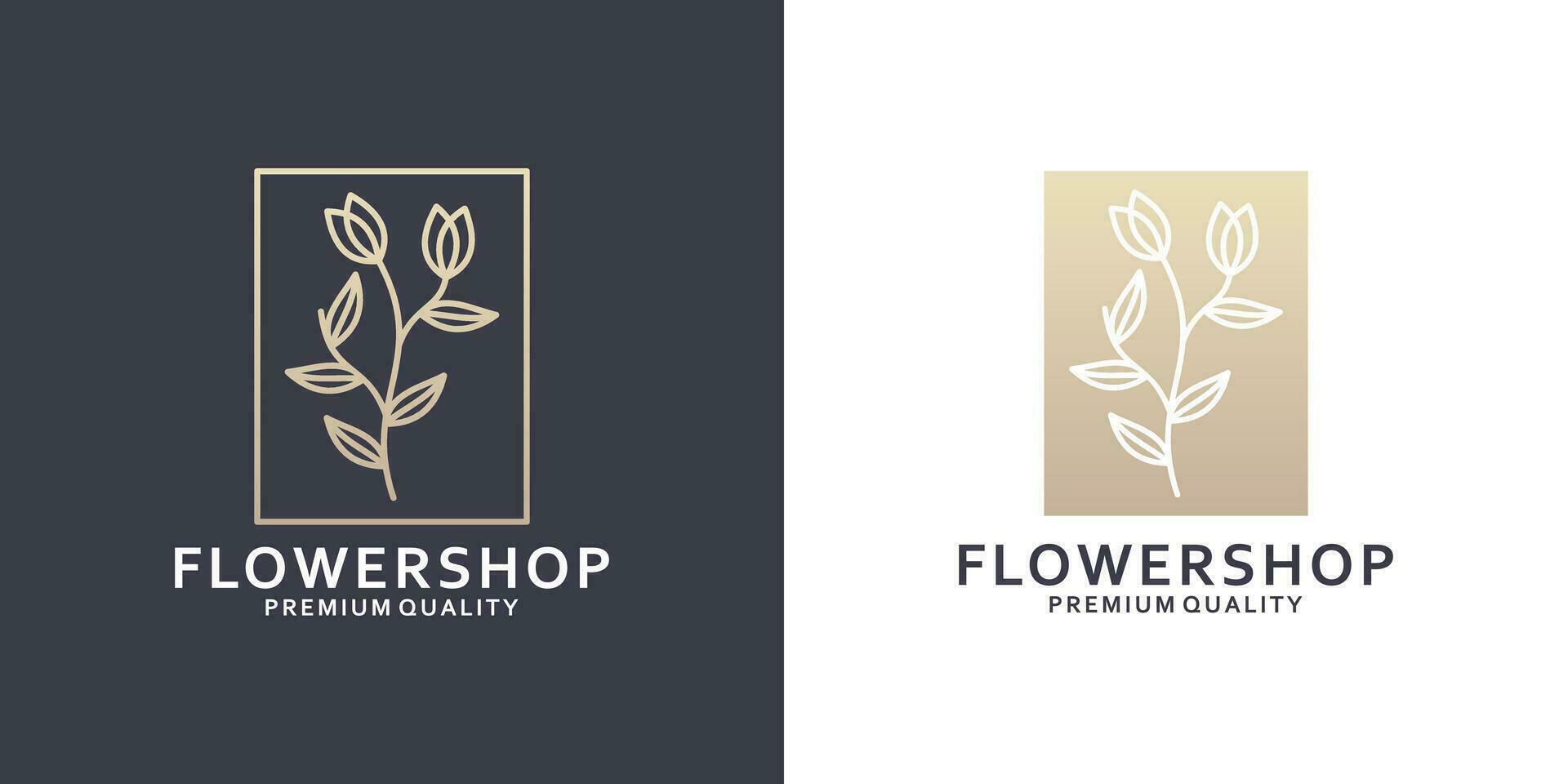 minimalist flower shop logo for florist vector