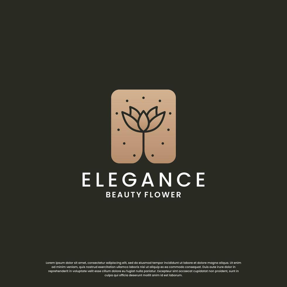 luxury rose flower logo design with golden color for boutique, cosmetic and beauty product vector