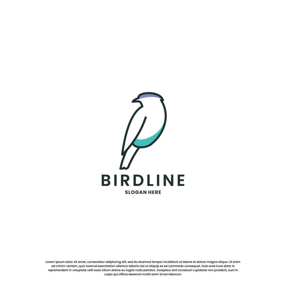 modern bird line logo design. minimalist bird logo template. vector