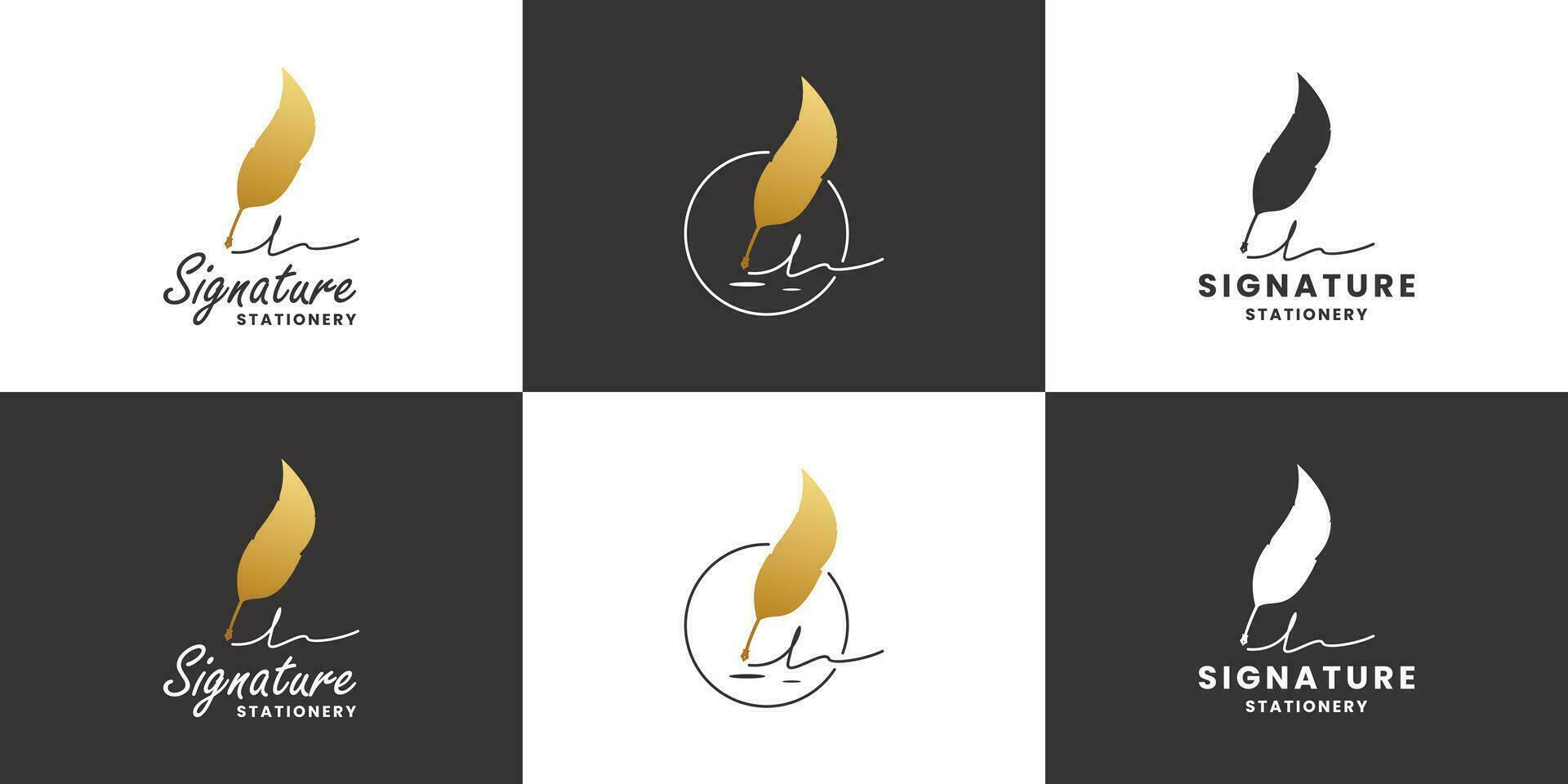 set of signature logo design vector