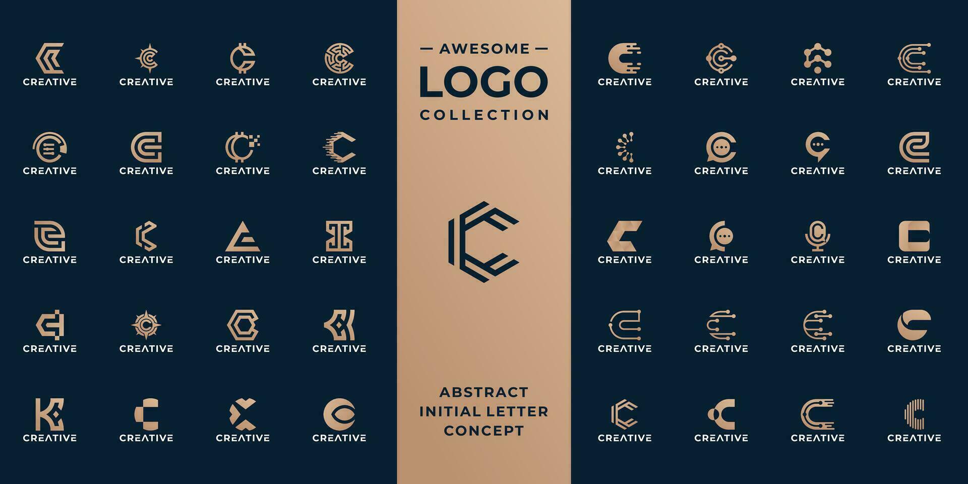 mega colección inicial letra C logo diseño idea. vector