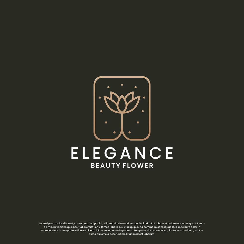 luxury rose flower logo design with golden color for boutique, cosmetic and beauty product vector
