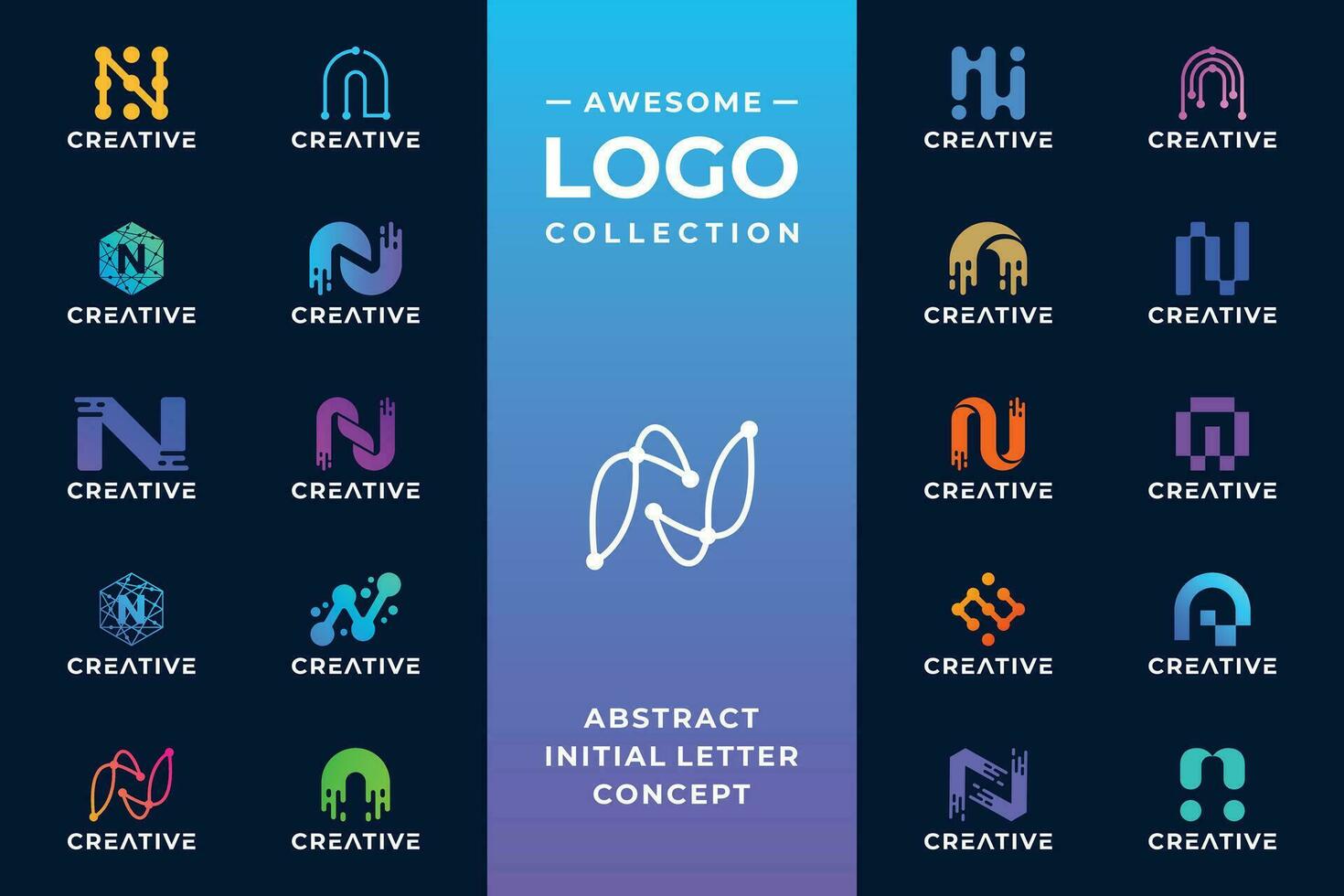 Creative initial letter N logo design with technology concept. vector